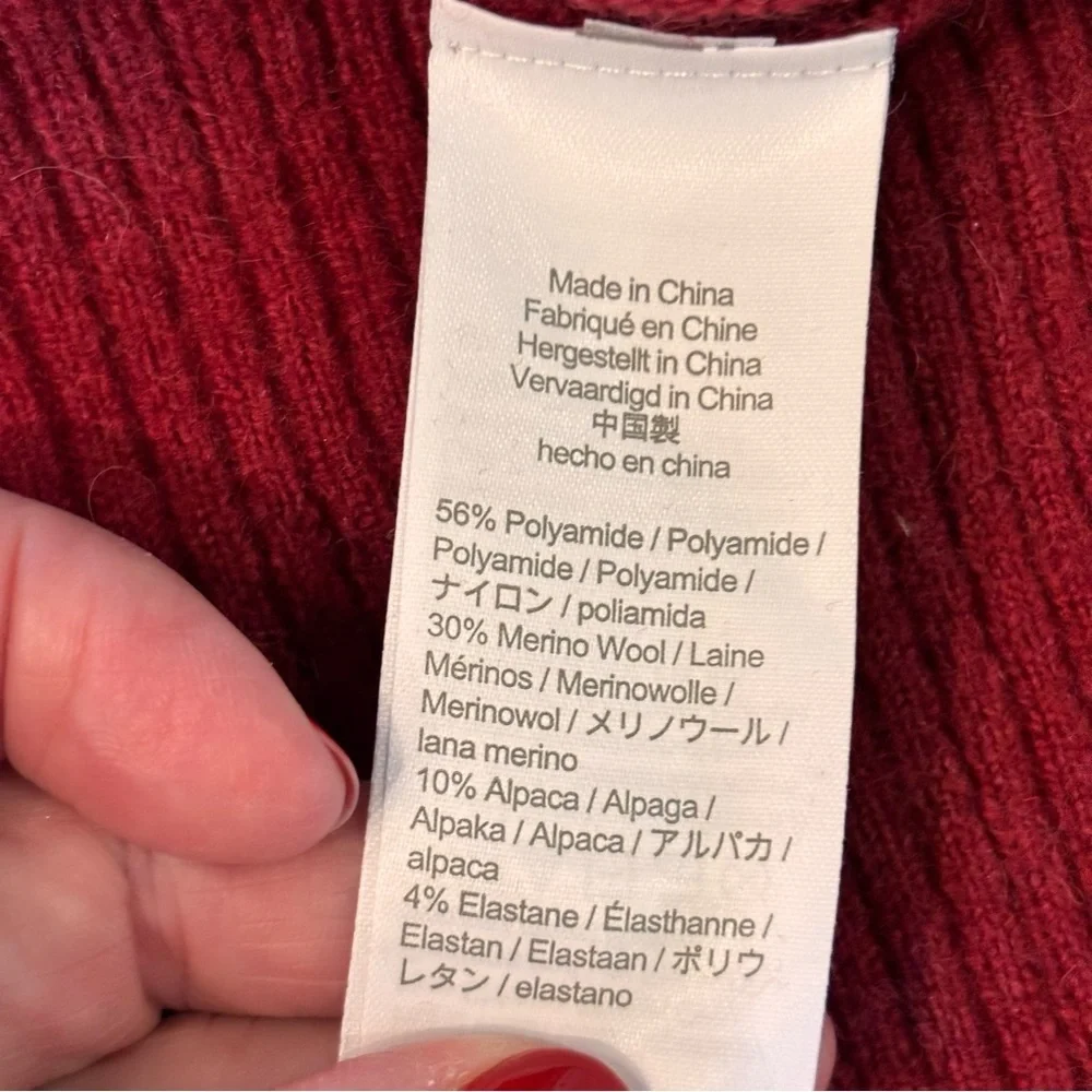 J Crew Supersoft Wool Blend Turtleneck Sweater in Rich Burgundy, Small